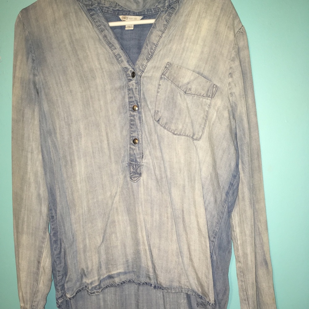 Button up blue jean blouse